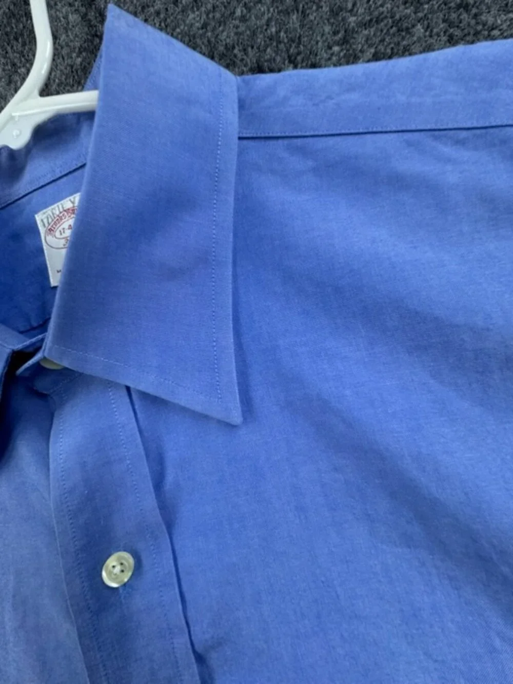 Brooks Brothers 17 4/5 Cotton Non-Iron Point Blue Mens Button Up Long Sleeve